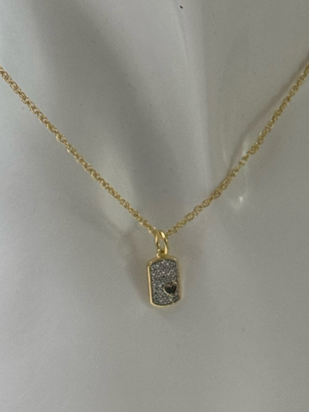Dog tag necklace two tone 14 kt gold, flash plated and fine silver plated